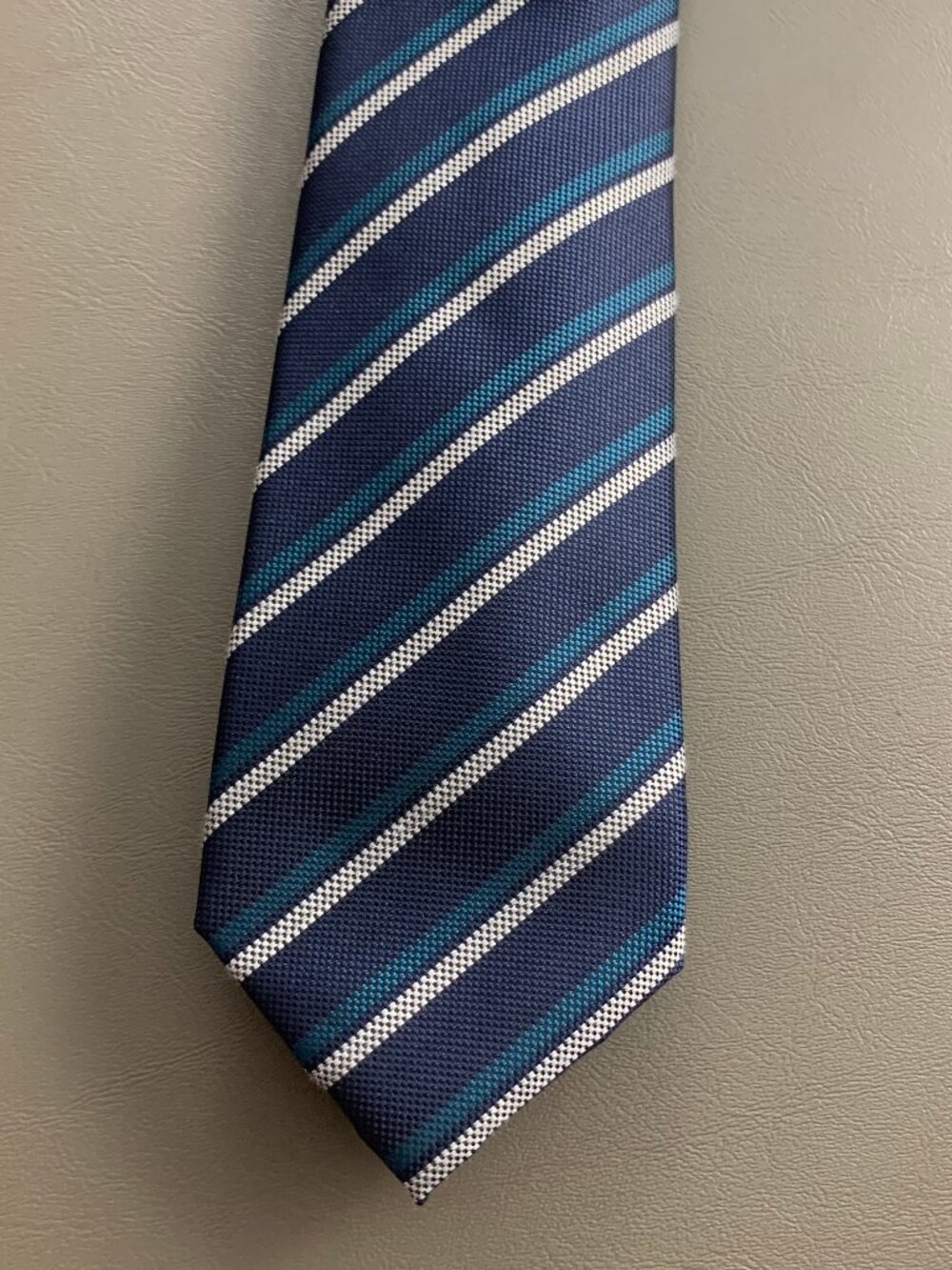 Alfani Men's Slim 2.75'' 100% Polyester Neck Tie, Blue Multi Earl Petrol Stripe